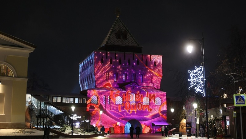 Праздничные видеопроекции покажут на Дмитриевской башне в Нижнем Новгороде