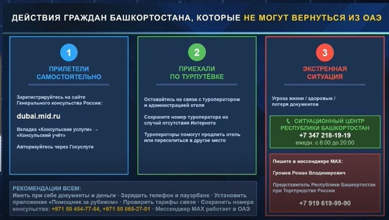 Радий Хабиров поручил оказать помощь туристам из Башкирии на Ближнем Востоке