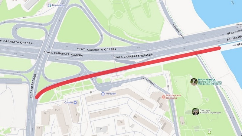 Съезд на арочный мост в Уфе закроют на выходные