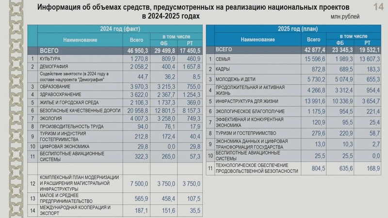 Около 43 млрд руб. выделено на нацпроекты в Татарстане в 2025 году