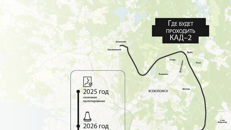 Строительство второй кольцевой автодороги стартовало в Петербурге